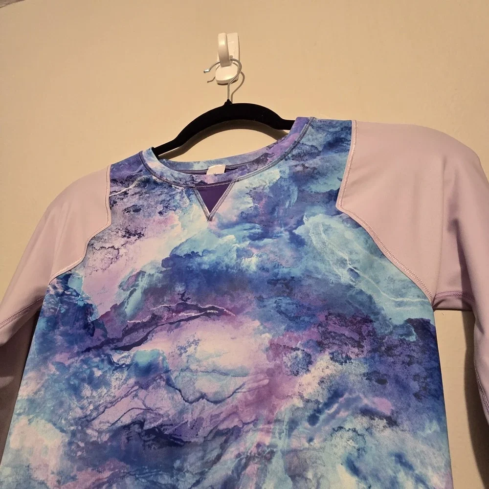 Ivivva by Lululemon Girls Water You Up Rashguard Size 14 Purple Blue Outdoor